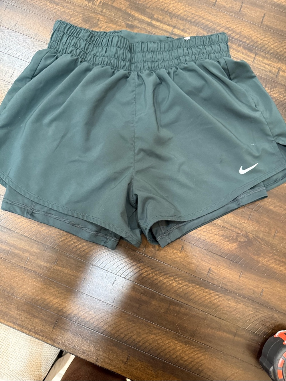 Nike Women’s Forest Green Athletic Shorts with White Swoosh